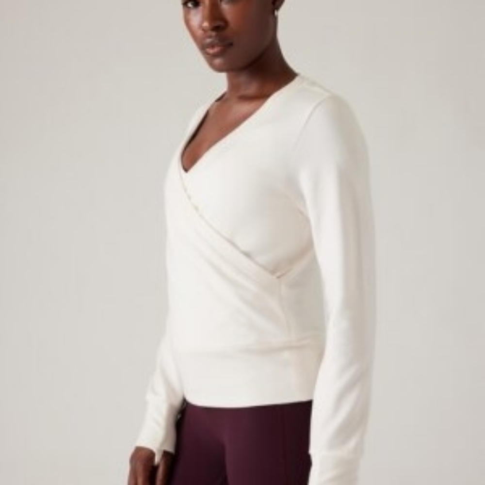 NWT Athleta Recharge Sweatshirt Cozy Faux Wrap Waist